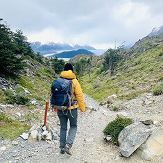 Amanda hikes in Patagonia.