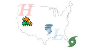 An illustration shows symbols indicating weather conditions over an outline of the 48 contiguous United States.
