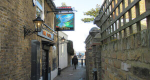 Exterior of The Dove pub in London, England